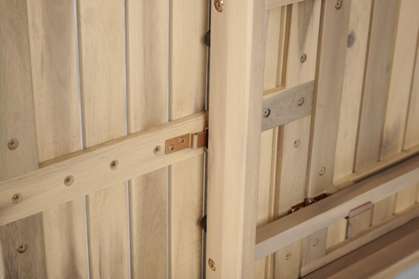 riess-ambiente Gartentisch BALI 110cm natur hell – Massivholz, ausklappbar, wetterfest (Einzelartikel, 1-St), ausklappbarer Outdoor-Holztisch im Naturton – ideal für kleine Balkone Bild 6