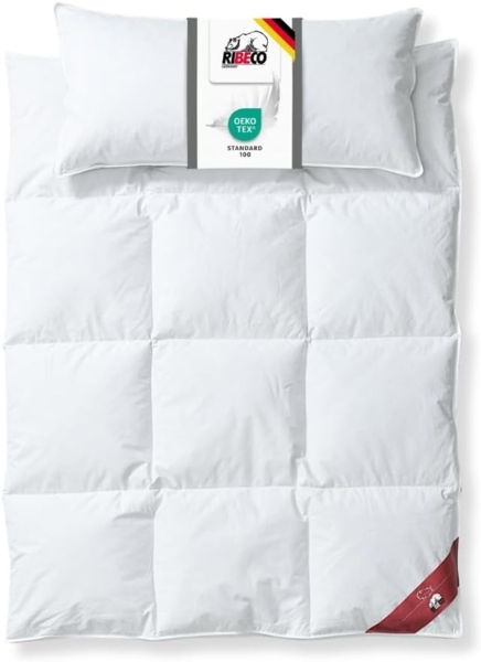RIBECO Daunenbettdecke + Kopfkissen Johanna, Füllung: Bettdecke: 80% Daunen, 20% Federn, Kopfkissen: 85% Federn, 15% Daunen, Bezug: 100% Baumwolle, Wohlfühlkomfort mit den Vorzügen der Natur