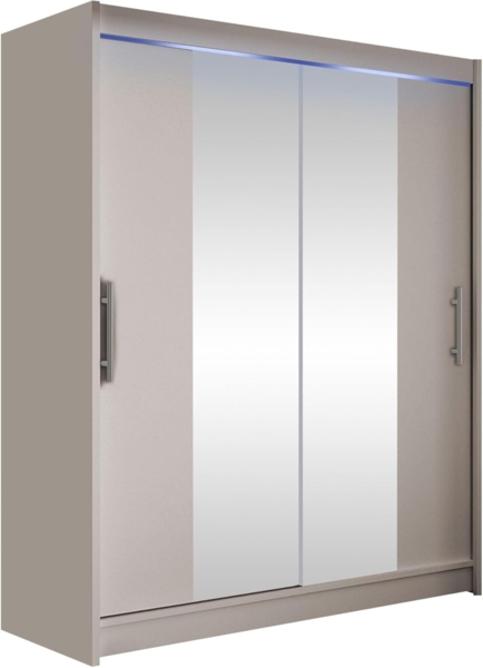 Kleiderschrank Westa II, mit RGB LED Beleuchtung, Farbe: Cashmere / Spiegel