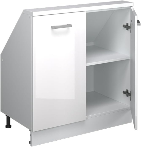 Dachschrägenschrank Rion Weiß Hochglanz/Weiß mit 2 Türen Vicco Bild 5