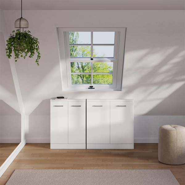 Dachschrägenschrank Rion Weiß Hochglanz/Weiß mit 2 Türen Vicco Bild 8