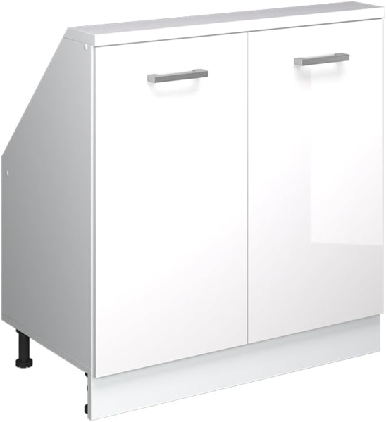 Dachschrägenschrank Rion Weiß Hochglanz/Weiß mit 2 Türen Vicco Bild 1