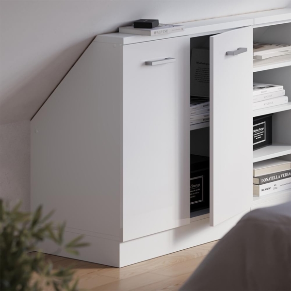 Dachschrägenschrank Rion Weiß Hochglanz/Weiß mit 2 Türen Vicco Bild 2