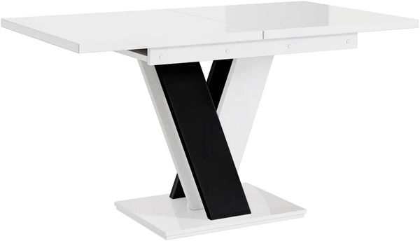 MEBLINI Eckbank für Esszimmer mit ausziehbarem Tisch - Küchenbank - Essecke - Sitzecke Küche - PETER - X-Beine 128x168x87cm Rechts - Beige Samt/M Weiß-Schwarz Hochgl. Bild 8