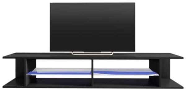 Selsey Mitchell – TV-Lowboard Schwarz Matt/Schwarz Hochglanz 180 cm breit mit LED Bild 3