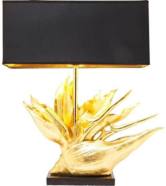Kare Design Tischleuchte Tropical Flower, Schwarz/Gold, Tischleuchte Tischlampe, Stahl Stange, 65 x 51 x 22 cm (H/B/T)