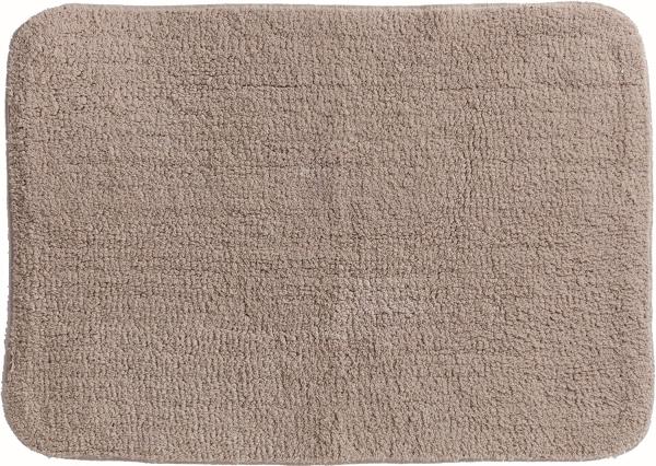 Spirella Badteppich Badematte Duschvorleger CAMPUS 100% Baumwolle Hochflor | flauschig | rutschhemmend | geeignet für Fußbodenheizung | 50x70 cm | Beige