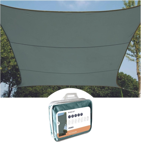 Perel SONNENSEGEL - QUADRATISCH - 3.6 x 3.6 m - FARBE: GRÜNGRAU