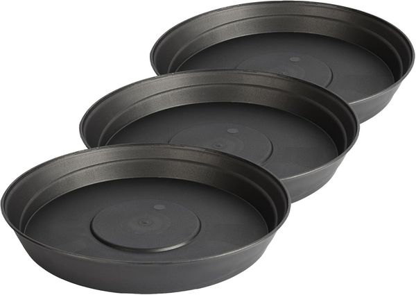 Garronda Blumentopfuntersetzer, rund, Kunststoff, 3 Stück - Graphite, ⌀ 16cm H=3cm
