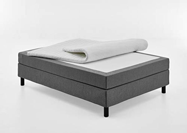 Atlantic Home Collection Happy Boxbett ohne Kopfteil, Bonellfederkern-Matratze, Härtegrad H2, Stoff, Grau, 120x200