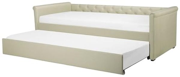 Tagesbett LIBOURNE 80 x 200 cm Stoff Beige