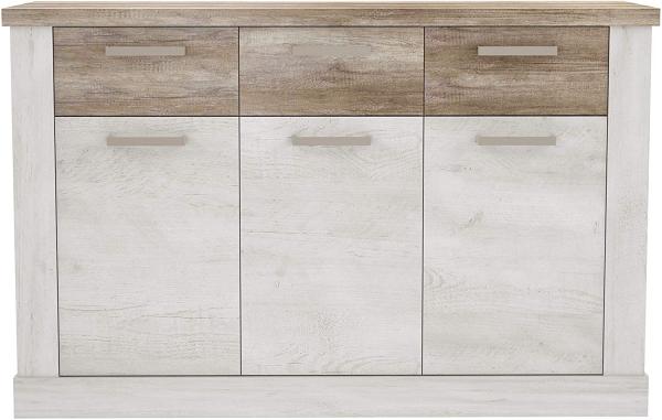 FORTE Duro Sideboard, Holzwerkstoff, Weiß/Beige/Braun, 140,8 x 90,3 x 41,3 cm