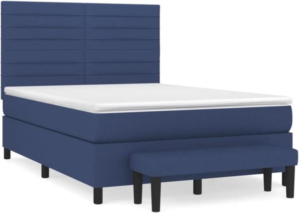 vidaXL Boxspringbett mit Matratze Blau 140x200 cm Stoff 3136683