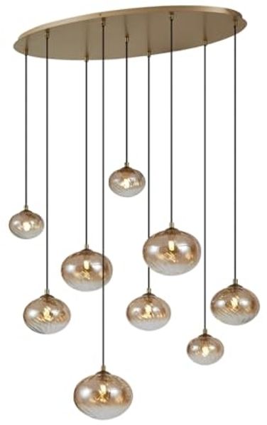 Qazqa Pendelleuchte Jia, ohne Leuchtmittel, Warmweiß, QAZQA Hängeleuchte, g9, gold, Stahl, Art Deco