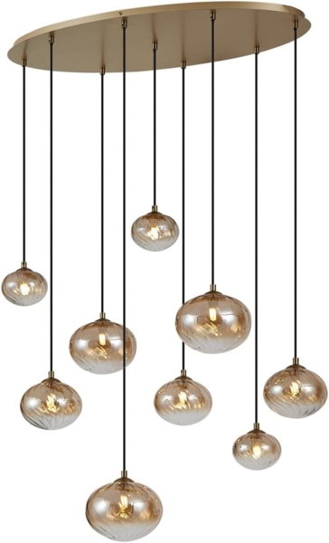 Qazqa Pendelleuchte Jia, ohne Leuchtmittel, G9, Gold, Art Deco, Stahl, 9-flammig