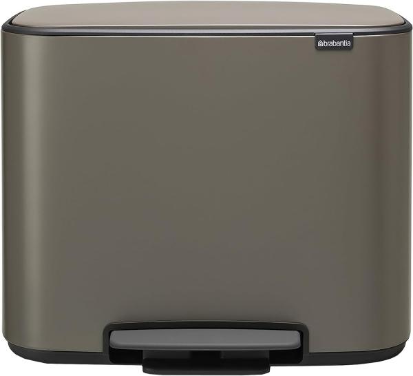 Brabantia Bo Treteimer 3 x 11 L Abfalleimer, Metall, Platinum, 54 x 36. 5 x 44 cm