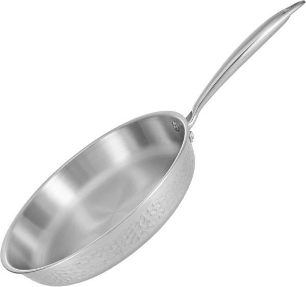 RESTO Kitchenware Bratpfanne Crater Pfanne aus Tri-Ply (Edelstahl + Aluminium + Edelstahl) ofenfest, Edelstahl 18/10 (1-tlg), Energieeinsparung 25% durch die dreilagige Basis