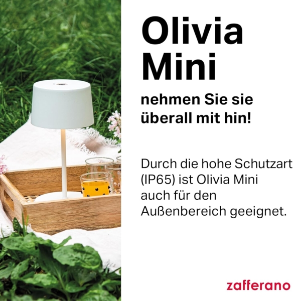 Zafferano, Olivia Mini Lampe, Tragbare und Wiederaufladbare Tischlampe mit Touch Control, Geeignet für Wohnzimmer und Außenbereich, Dimmer, 2200-3000 K, Höhe 22 cm, Farbe Corten Bild 3