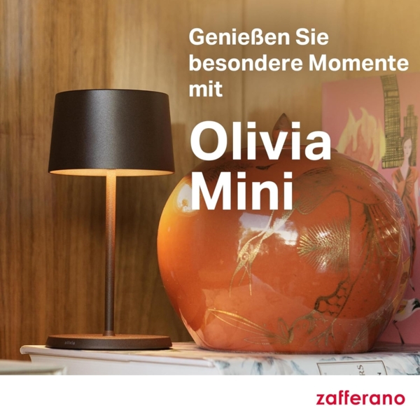 Zafferano, Olivia Mini Lampe, Tragbare und Wiederaufladbare Tischlampe mit Touch Control, Geeignet für Wohnzimmer und Außenbereich, Dimmer, 2200-3000 K, Höhe 22 cm, Farbe Corten Bild 7