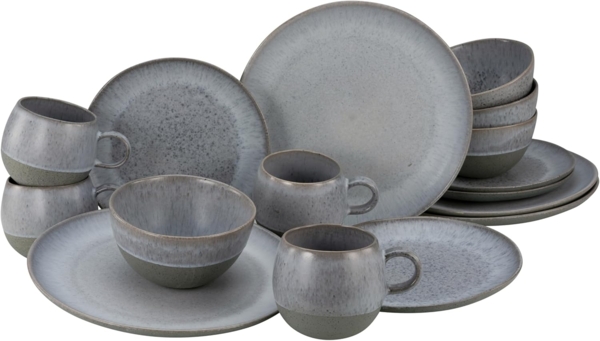 CreaTable 20760 Kombiservice Loft Stone für 4 Personen, Steinzeug, grau (1 Set, 16-teilig)
