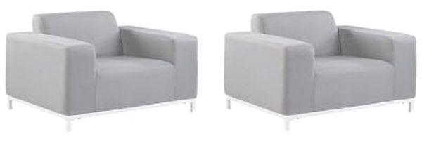 Gartensessel 2er Set ROVIGO Stoff Hellgrau