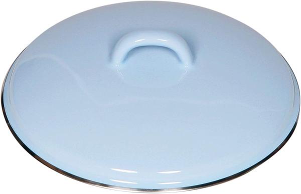 Riess Deckel Emaille Pastell Blau mit Chromrand 18cm