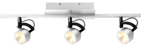 LED Deckenleuchte, Alu gebürstet, schwarz, bewegliche Spots, L 60 cm