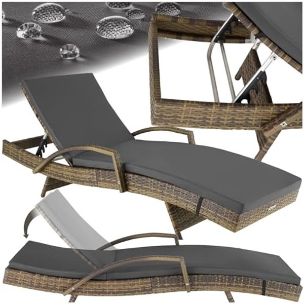 tectake Gartenliege Rattan Sonnenliege, 1, 1 St, 1tlg, mit Aluminiumgestell