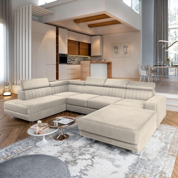 Masseno Ecksofa SIENA mit Schlaffunktion U-Form, Sofa mit Bettkasten Bild 4