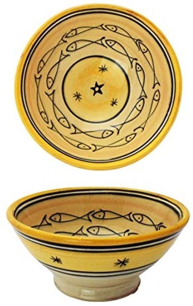 Marrakesch Orient & Mediterran Interior Dipschale Marokkanische Keramikschale Schale Poisson Gelb, Keramik, (1-tlg), Handarbeit