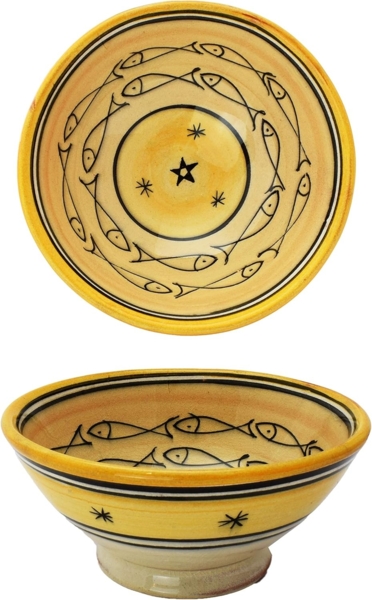 Marrakesch Orient & Mediterran Interior Dipschale Marokkanische Keramikschale Schale Poisson Gelb, Keramik, (1-tlg), Handarbeit