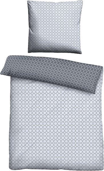 biberna 0636045 Mako-Satin Bettwäsche GRAFIK - MIX & MATCH, blau, 1x 155x220 cm + 1x 80x80 cm