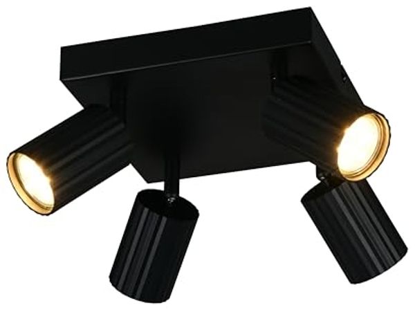 Deckenstrahler SOKA 4-flammig aus Metall Schwarz, Quadrat 20cm