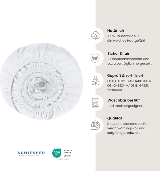 Schiesser Spannbettlaken Jessi - Edeljersey - 180 x 200 cm - Weiß Bild 2