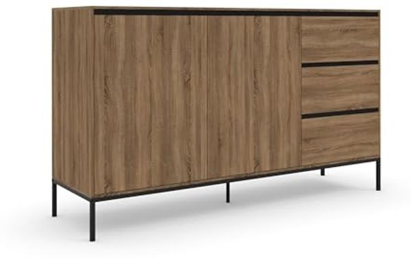 Kombikommode >Bari< in Eichenoptik Braun - 140x82x40cm (BxHxT)
