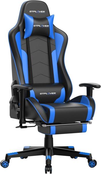 GTPLAYER Gaming Stuhl mit Fußstützen Bluetooth Lautsprecher, Blau