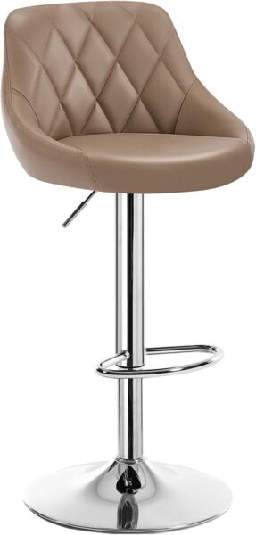 WOLTU BH23kk-1 1er Barhocker Barstuhl, leichte reinige Kunstleder, Gute gepolsterte Sitzfläche , Höhenverstellbar, 360° Drehbar, Farbwahl, in Khaki