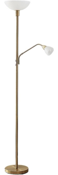 Lindby Stehlampe Jost, Metall, Gold / Messing IP20, 1 x 15 W LED E27 + 1 x 10 W LED E14