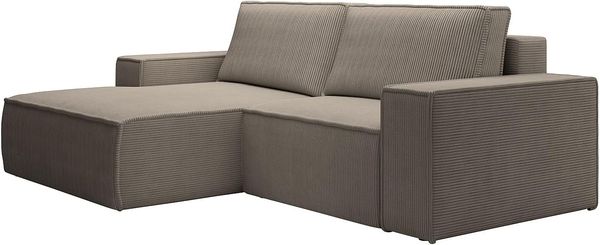Vente-unique - AMELIA Sofa Samt Schokoladenbraun - B 167 cm x H 85 cm x L 240 cm