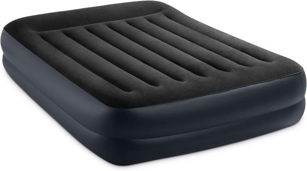 Intex Luftbett mit integrierter Luftpumpe, schwarz, 203 x 152 x 42 cm, 64124