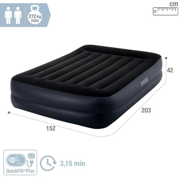 Intex Luftbett mit integrierter Luftpumpe, Blau, 203 x 152 x 42 cm, 64124 Bild 4