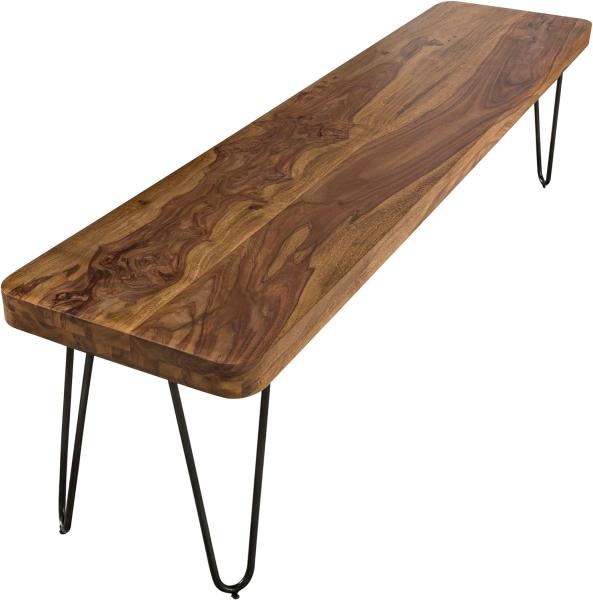 Wohnling Esszimmer Sitzbank, Landhaus Stil, Massiv-Holz, Sheesham, 120 x 45 x 40 cm