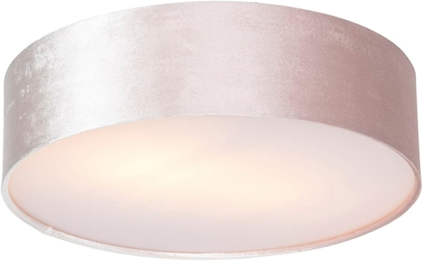 Qazqa Deckenleuchte Drum, ohne Leuchtmittel, E27, Rosa, Modern, Textil, 2-flammig