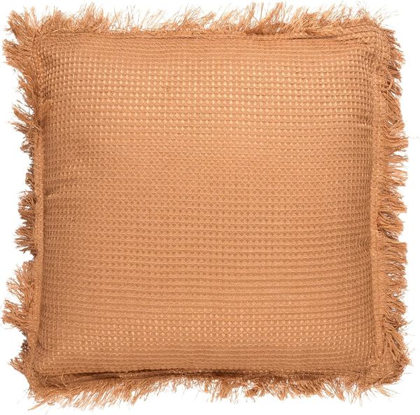 HOME DECO FACTORY. TX0304. Waffelkissen Ocker 40x40 cm - Eleganter und Komfortabler Innentextil. Ideal für Sofa. Sessel oder Bett. Bringt Wärme und Stil in Ihre Dekoration