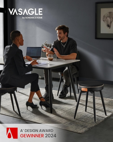 Vasagle Esszimmerstühle (4 St), Sitzhocker, EKHO Series, Kunstleder, 48,2 cm hoch, tintenschwarz Bild 3