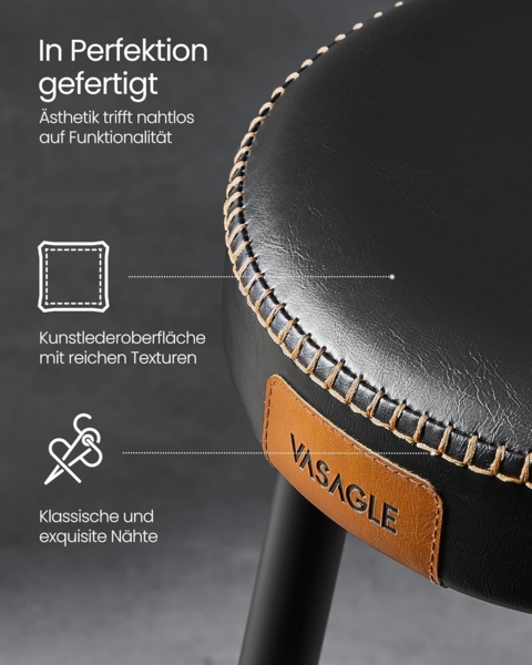 Vasagle Esszimmerstühle (4 St), Sitzhocker, EKHO Series, Kunstleder, 48,2 cm hoch, tintenschwarz Bild 4