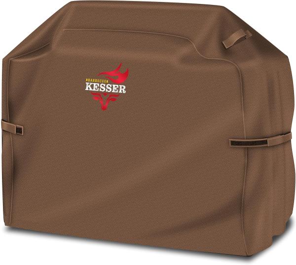 KESSER® Premium BBQ Grillabdeckung Gasgrill Grillhaube Abdeckung Wetterfest - für Weber, Brinkmann, Char Broil Grill Abdeckhaube Schutzhülle | 600D Oxford- Gewebe Reißfest Braun, 147 x 61 x 122 cm (BxTxH)