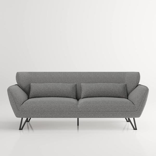 Medina - 3er Sofa mit Arm- und Rückenlehne, inkl. Kissen, Webstoff in Anthrazit