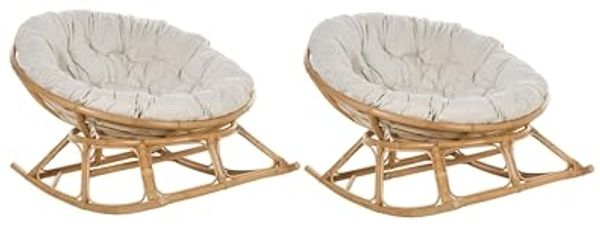 Schaukelstühle 2er Set ORVIETO Rattan Natürlich