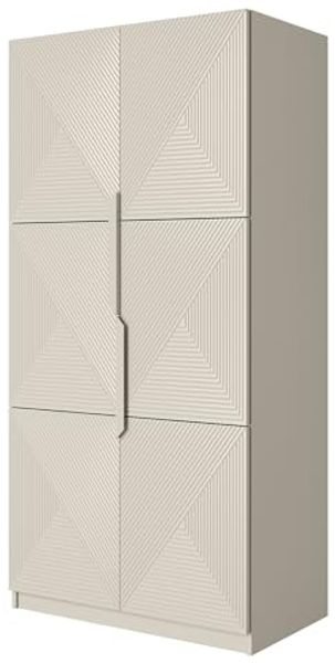 Lomadox Kleiderschrank ADARE-141 100 cm breit, 2 Türen, kaschmir mit gerillter Front